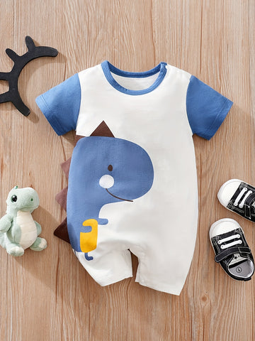 Baby Boys' Short Sleeve Romper Jumpsuit - Cute Cartoon Crocodile Print,