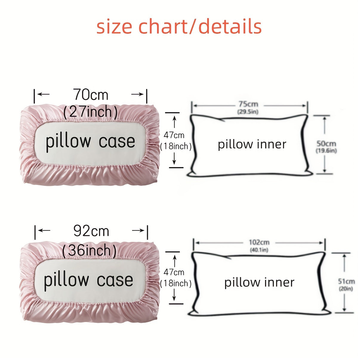 2pcs Soft And Breathable Satin Pillowcase With Elastic Cord .