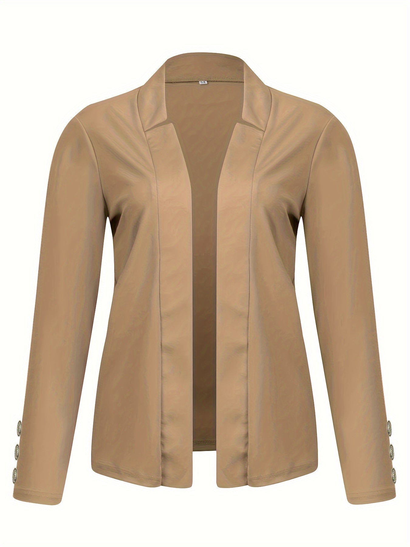 Solid Open Front Button Decor Blazer, Elegant Long Sleeve Blazer.