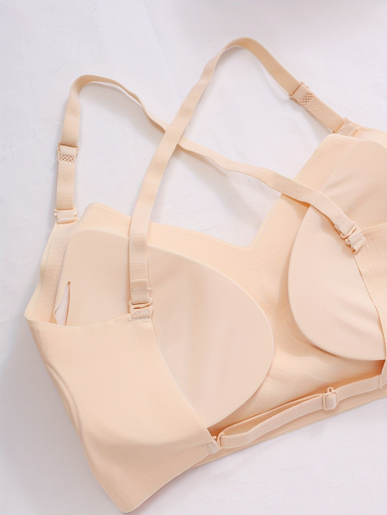 Multiple methods Simple Solid Seamless Bra, Comfy & Breathable Backless '/MH