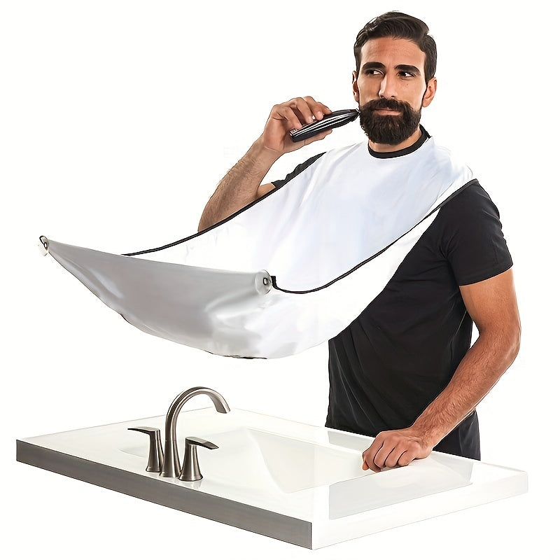 Beard Shaving Apron Bib, Unscented Trimmer Holder Rack, Bathroom Organizer for Beard and Mustache, Practical Shaver Holder Gift for Men, No Power Supply Needed