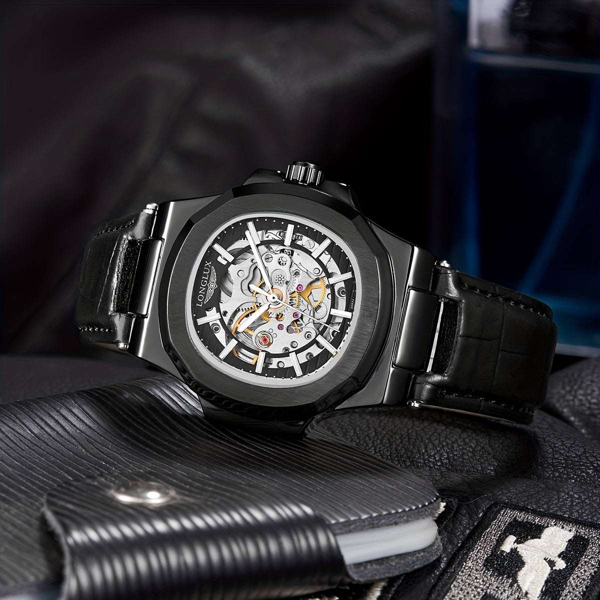 Men's Waterproof Mechanical Watch, Square Dial Business Mineral Glass Mirror Waterproof Wrist Watch, Christmas, Valentine's Day Gift