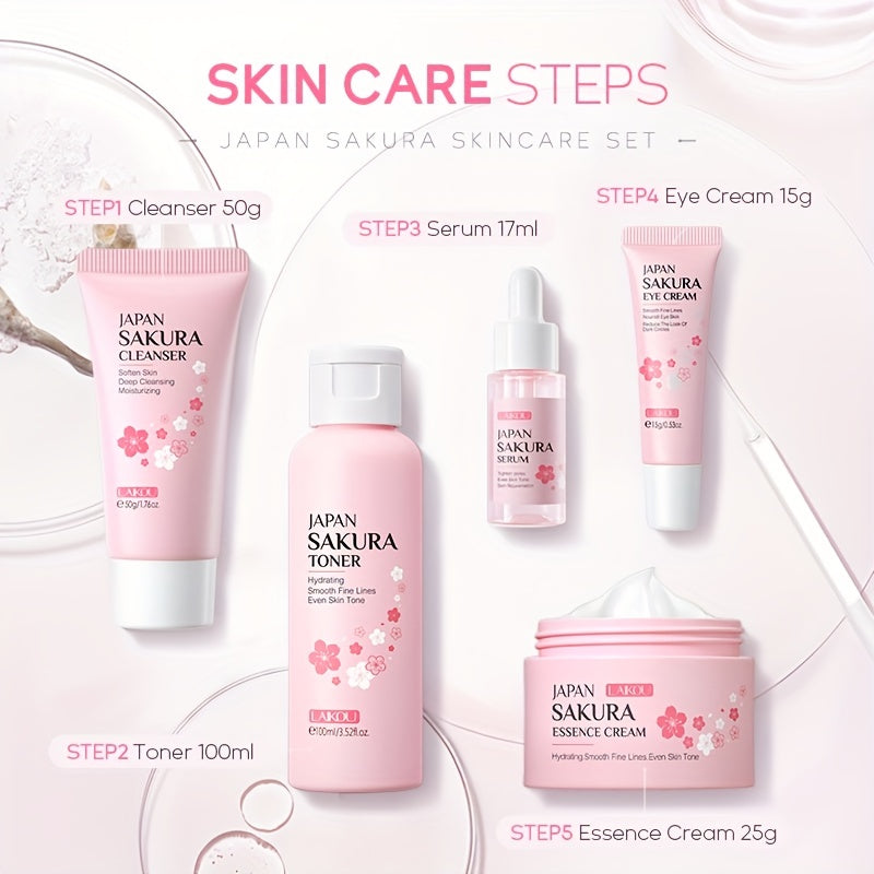 1 Set Sakura Skin Gift Set, improving Skin Tone Firming, Smoothing Cream, Sensitive Skin Serum