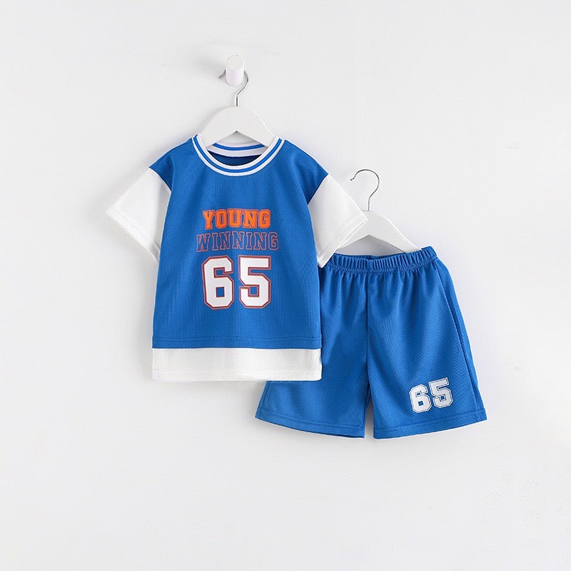 Boys "Young Winning" Number "65" Casual Outfit Round Neck T-shirt.