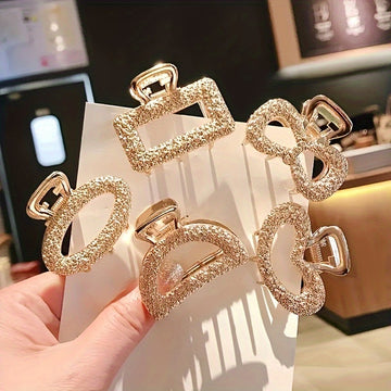 5pcs Elegant Hollow Out Hair Claw Clips Retro Non Slip Hair Grab Clips For Women And Daily Use Wear