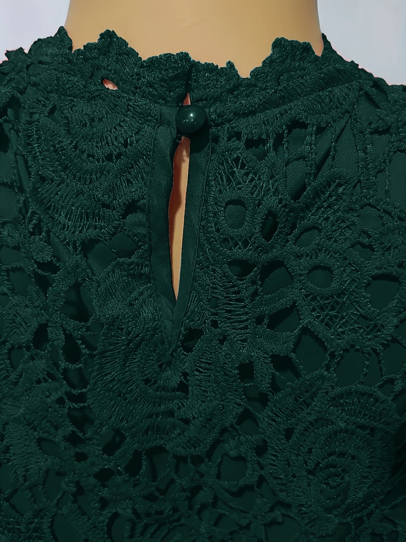 [Elegant Blouse] Elegant Green Lace Plus Size Blouse for Women |