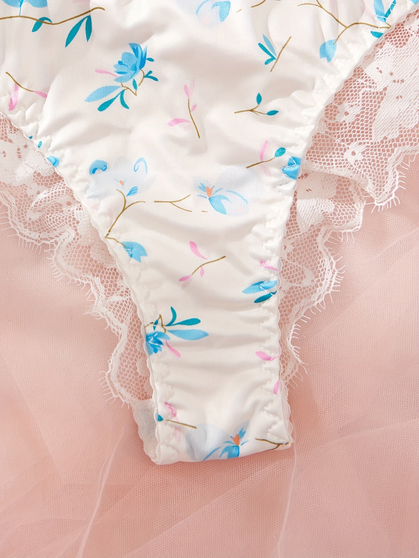 Women's Lingerie Bra and Panty Set, Mature Style, Floral Print with Lace Trim, /MH