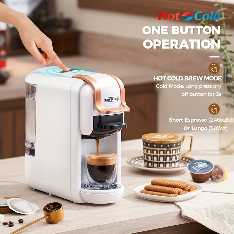 1pc Coffee Maker For Single Pods CAFELFFE 4 In 1 Coffee Machine Hot/Cold Dolce Gusto Milk Nespresso Capsule ESE Pod Ground Coffee Cafeteria 19Bar Teacher's Day Halloween Christmas Wedding Birthday Valentines Day Gift Coffee T