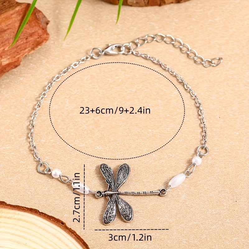 [Thin Chain Dragonfly Anklet Minimalist] Simple Dragonfly Insect Thin Chain Anklet Minimalist Ankle Bracelet For Women