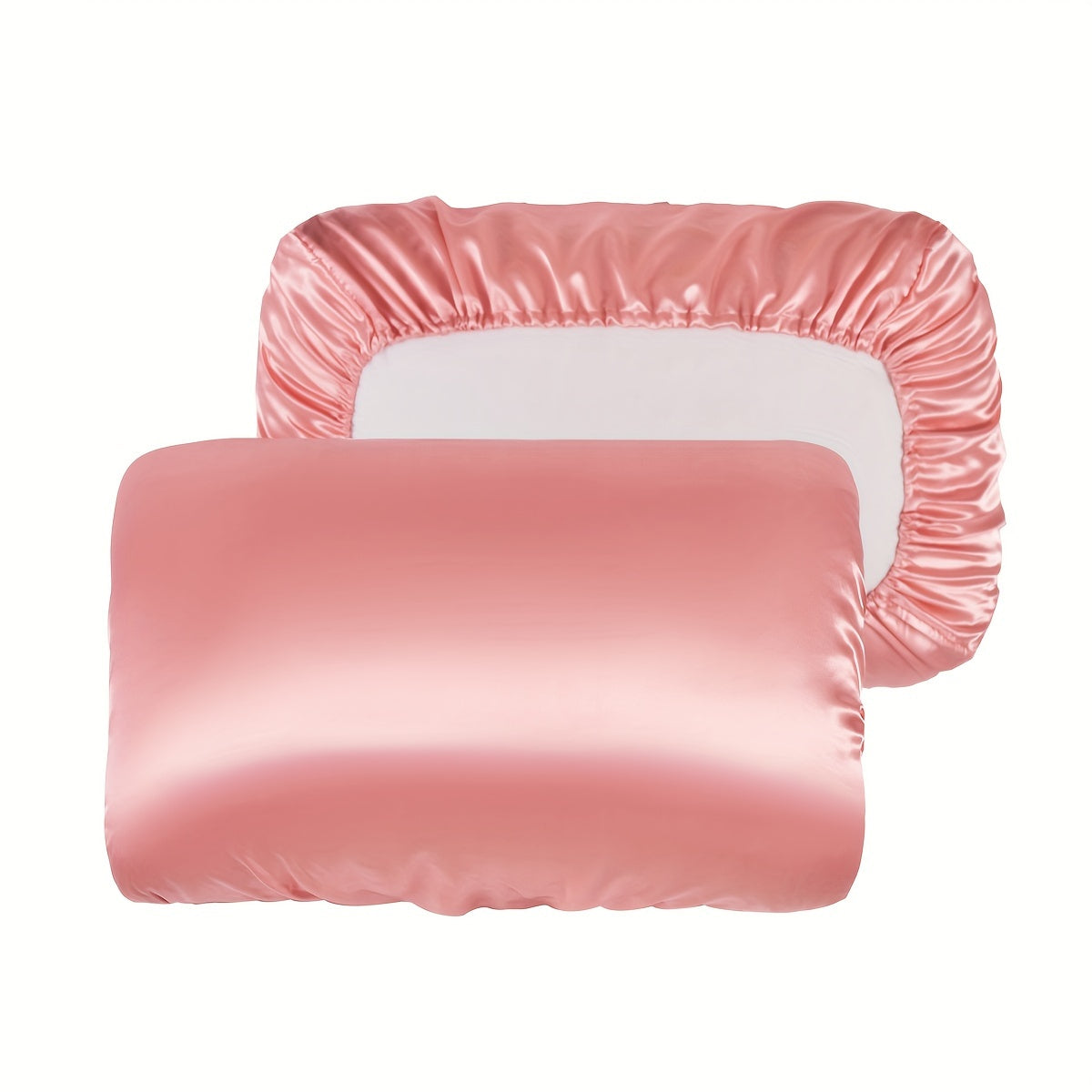 2pcs Soft And Breathable Satin Pillowcase With Elastic Cord .