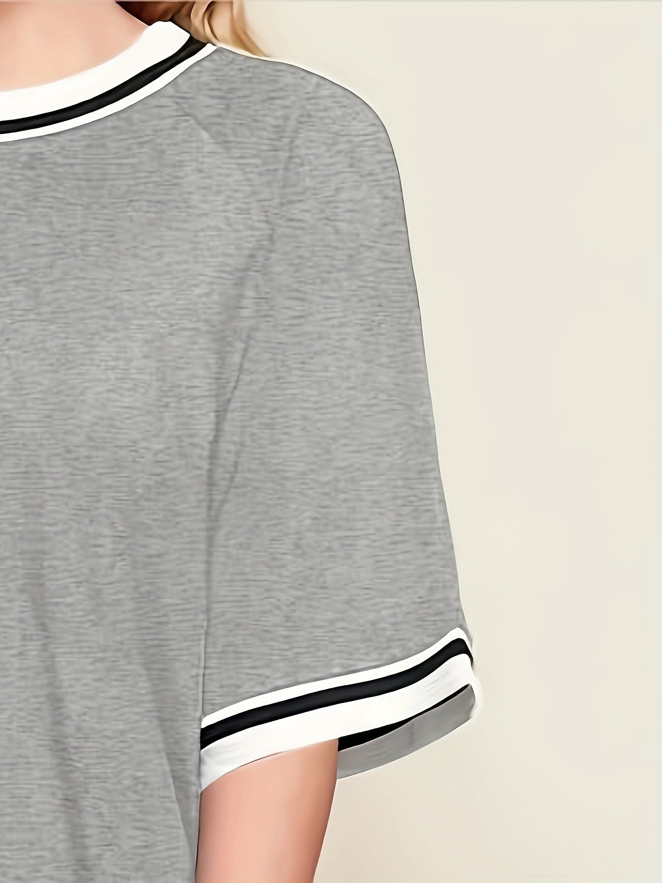 Women'S Plus Size Casual Lounge Set - Gray & White