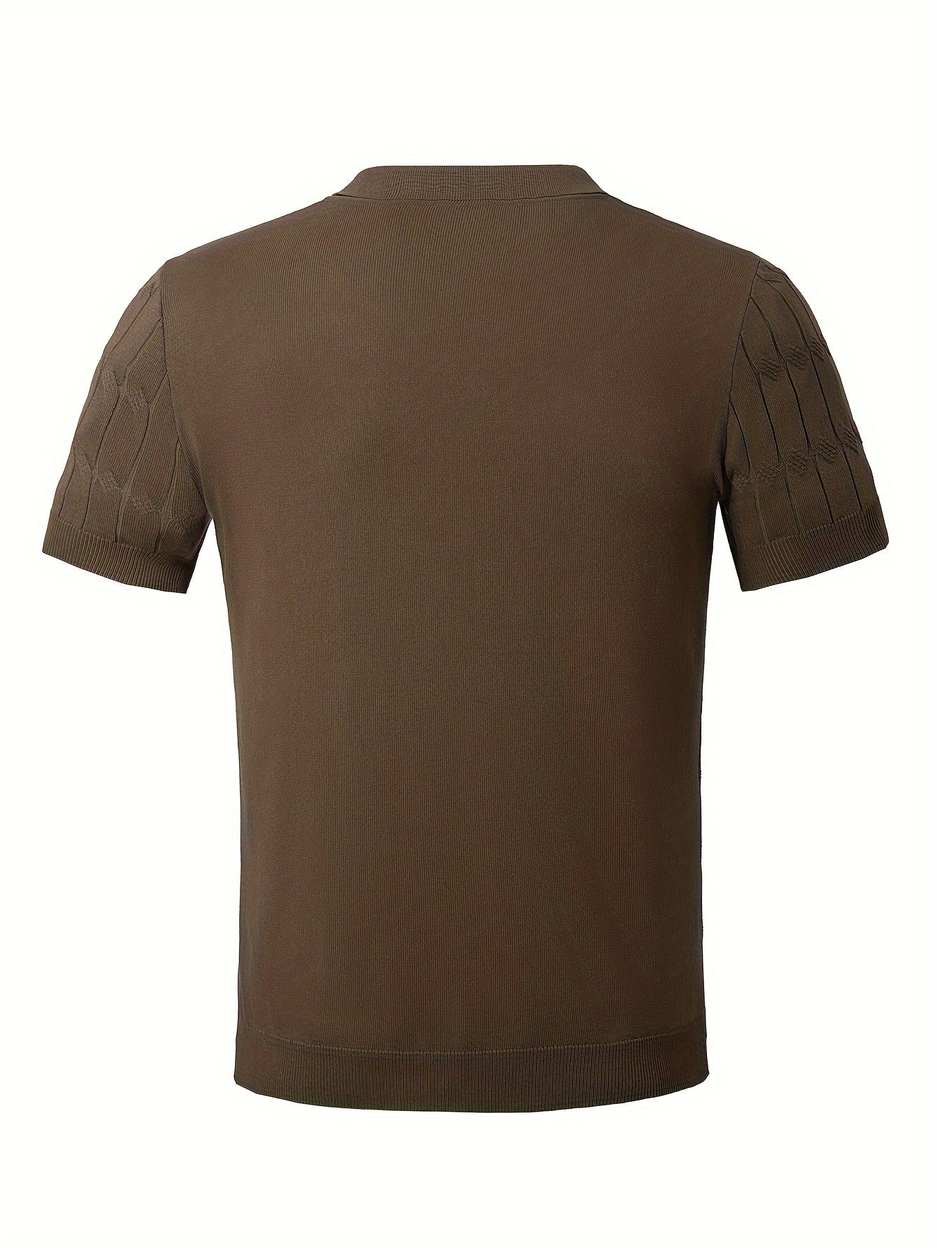 Chic Knit Shirt, Men's Casual Lapel Mid Stretch V-Neck Pullover Sweater