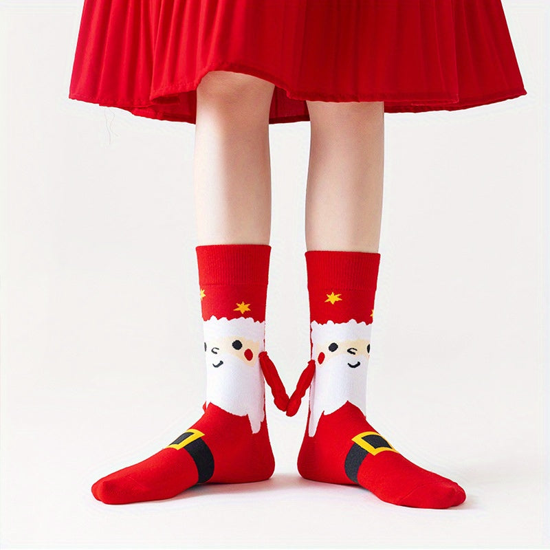 Cozy Magnetic Hand-Holding Christmas Socks for Couples - /MH
