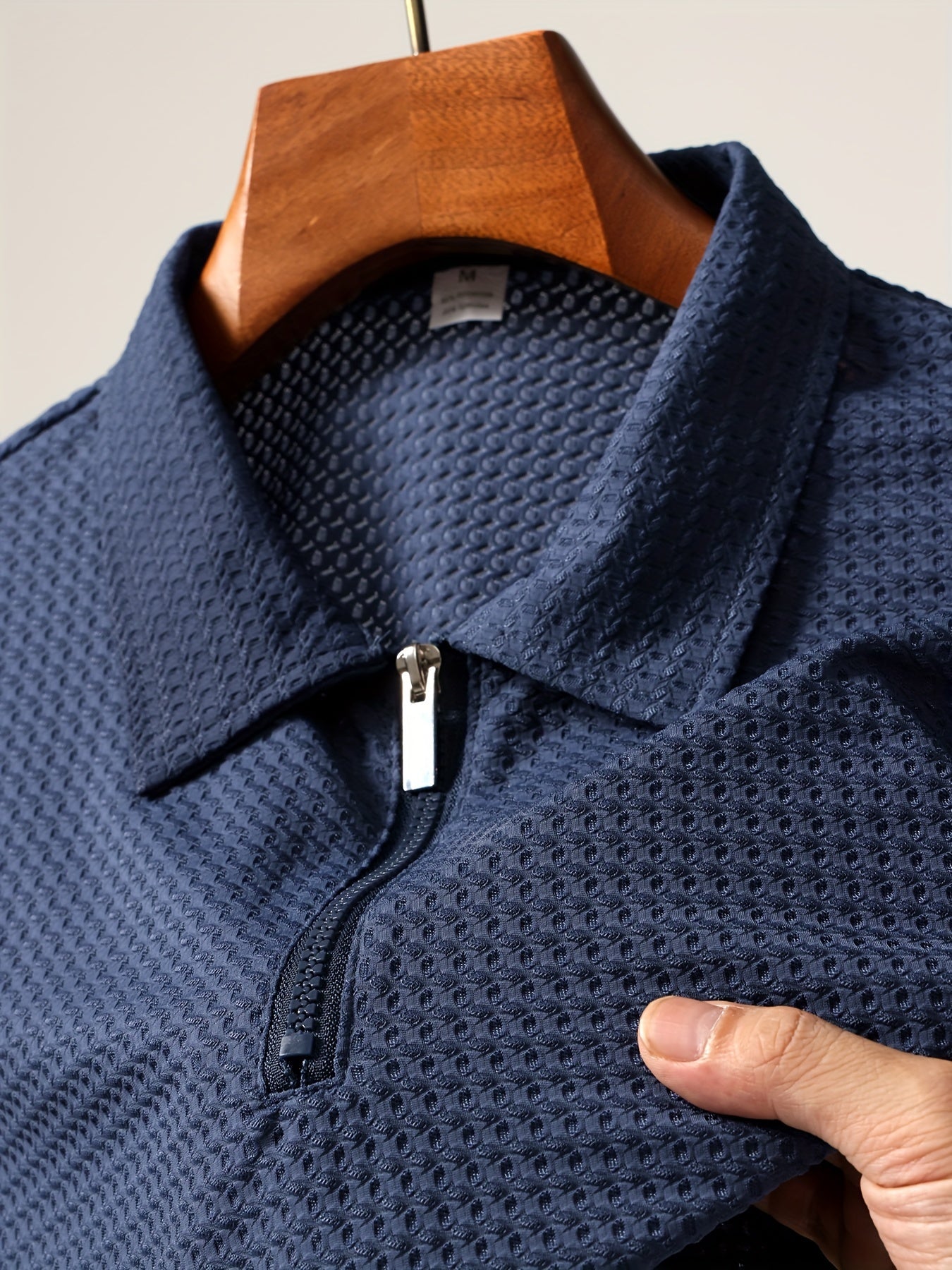 Men's Solid Color Quarter Zip Golf Shirt, Breathable Short Sleeve .