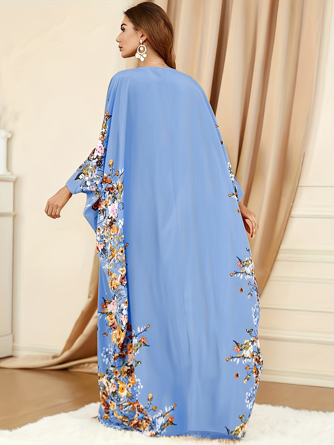 Polyester Kaftan Dress Floral Print Polyester Women's fashion 'MH