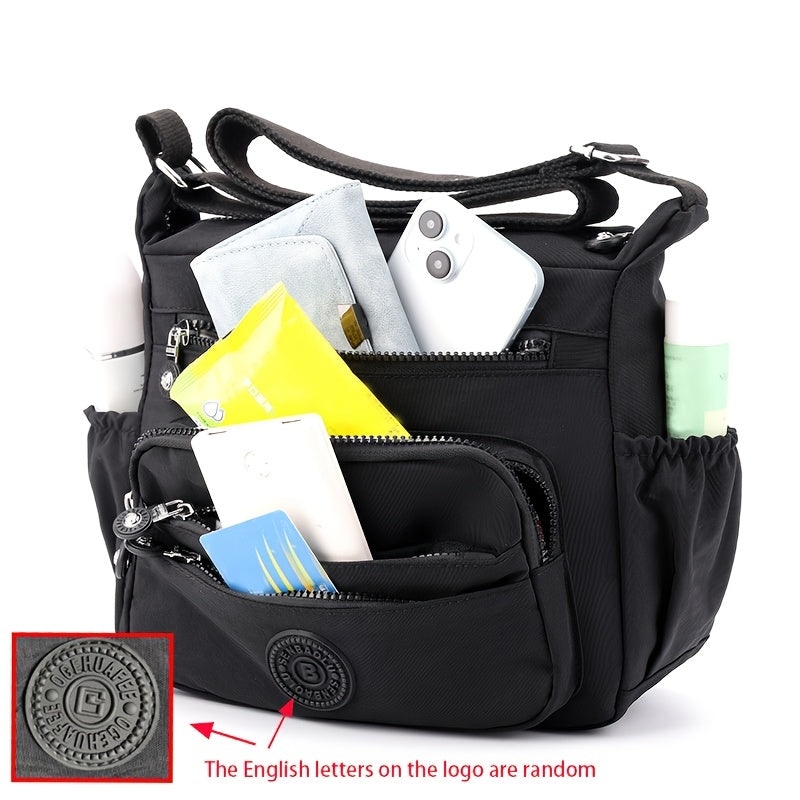Chic Black Nylon Crossbody Bag for Women .