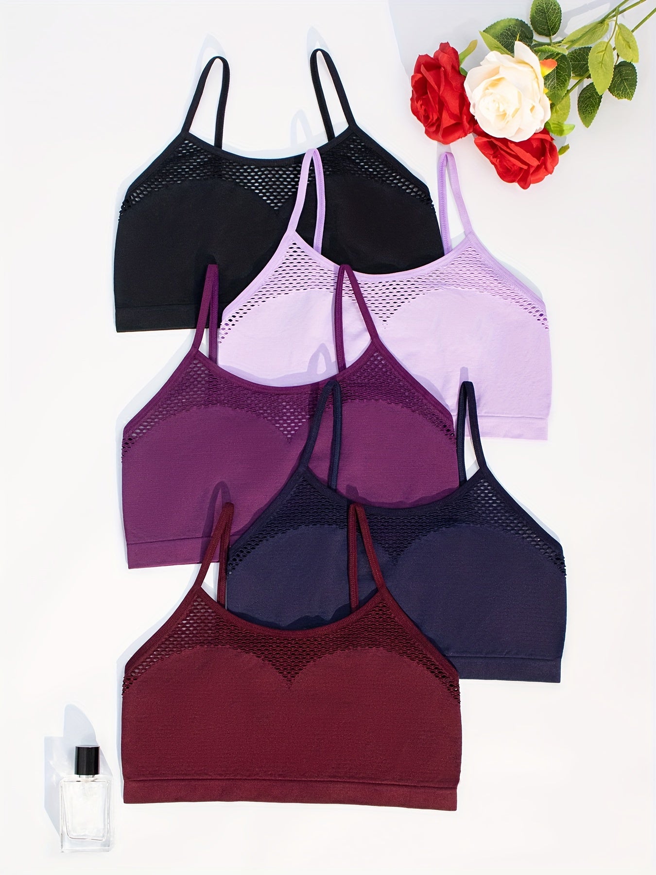 5-Pack Sexy Cutout Bras, High Support Knit Fabric,