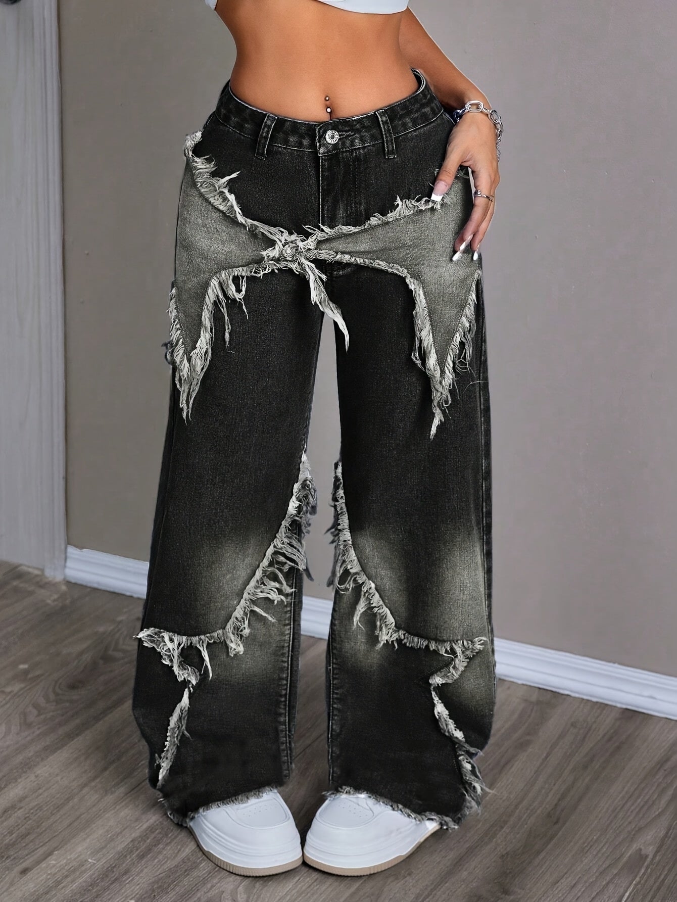 Women's Unique Design Loose Fit Jeans Without Belt