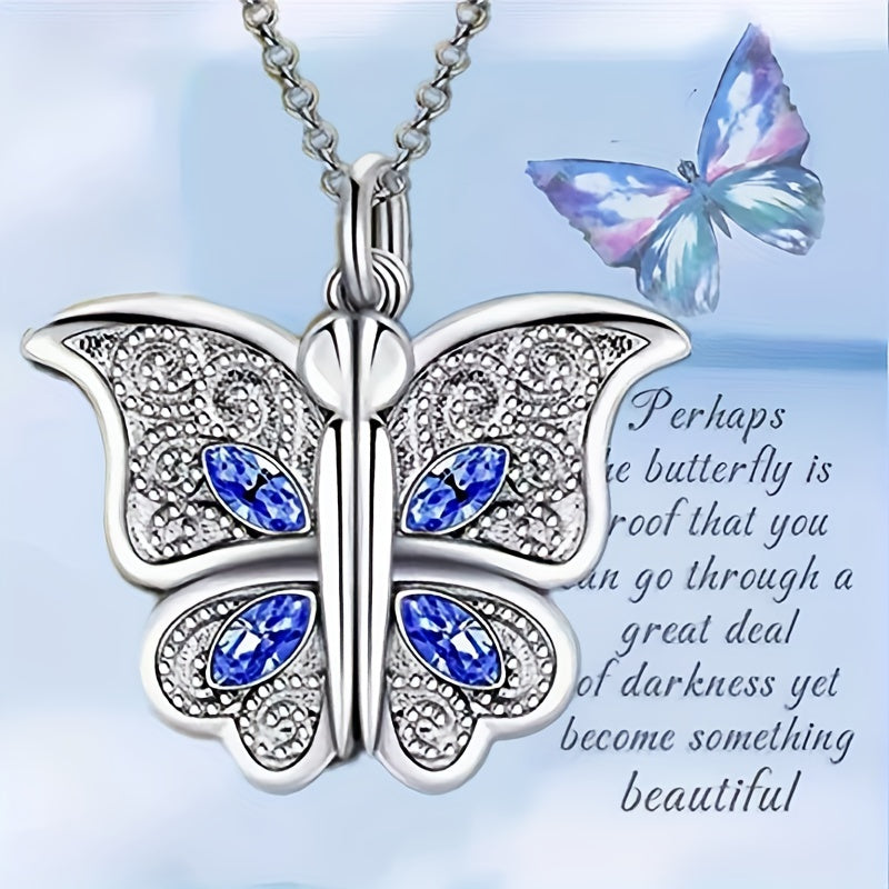 1Pcs Fashion Classic Openable Butterfly Love Lady Pendant Necklace Engraved I Love You Romantic Proposal Valentine's Day Gift Jewelry