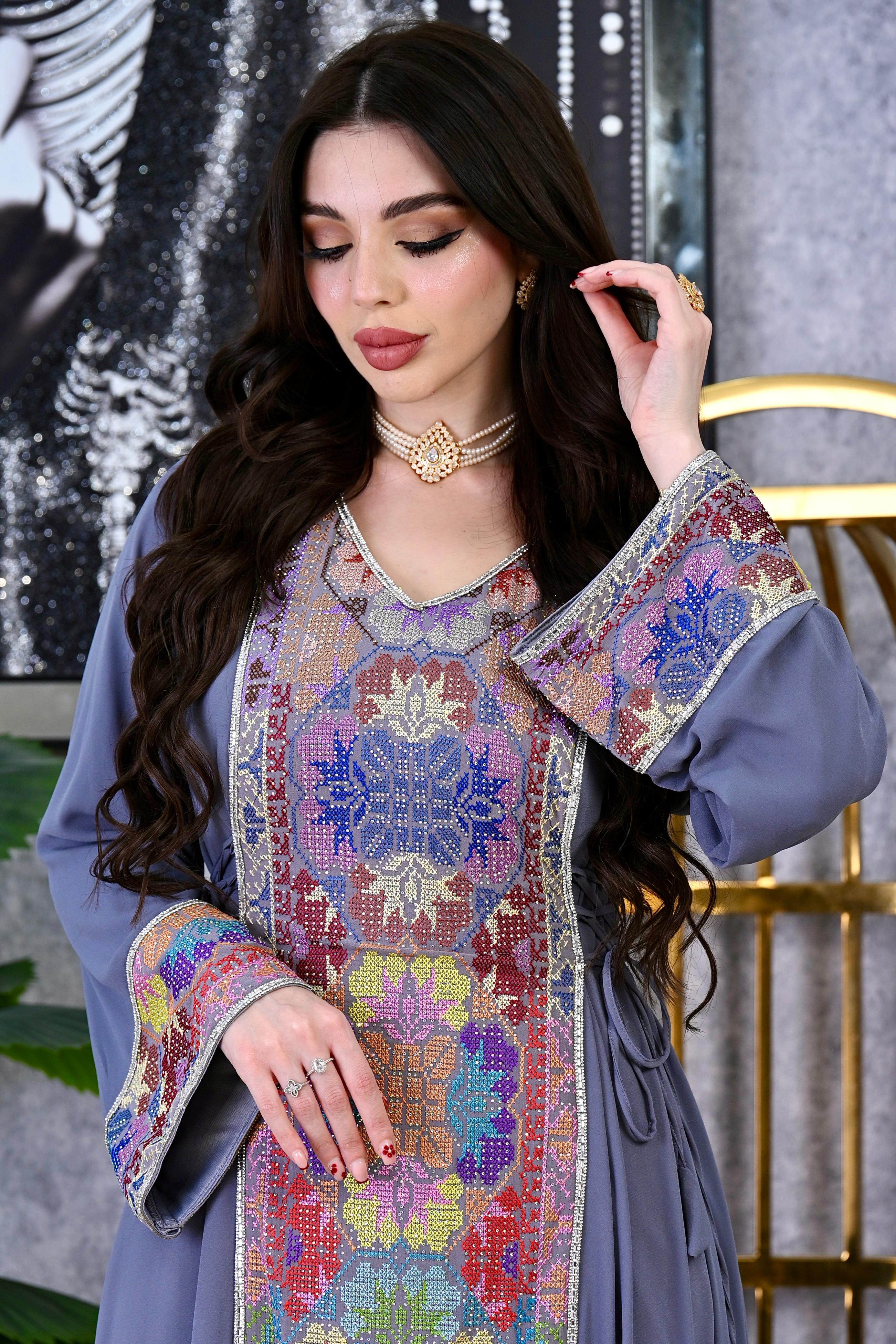 Royal Heritage Embroidered Kaftan | Dubai Occasion Dress for Weddings |4 Colors | Sizes F1-F2 | MH