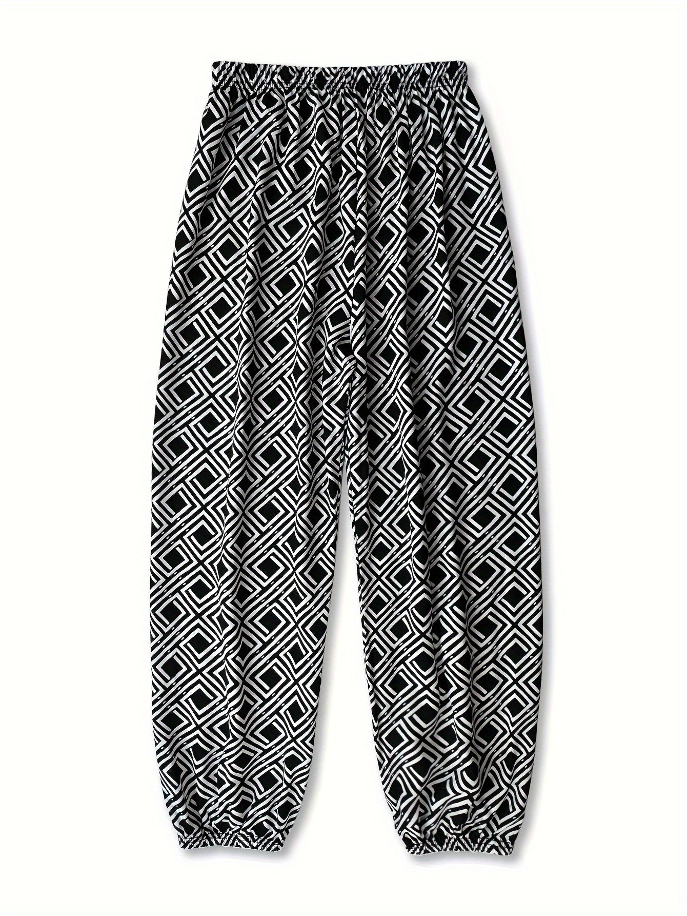 Women's Loose Fit Wide Leg Flare Pants with Print, Comfortable.