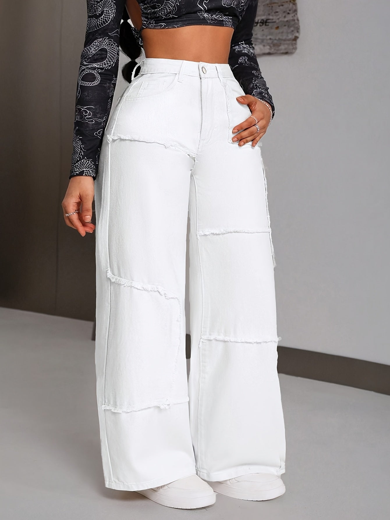 Women's High-Waisted Wide-leg Jeans -/MH
