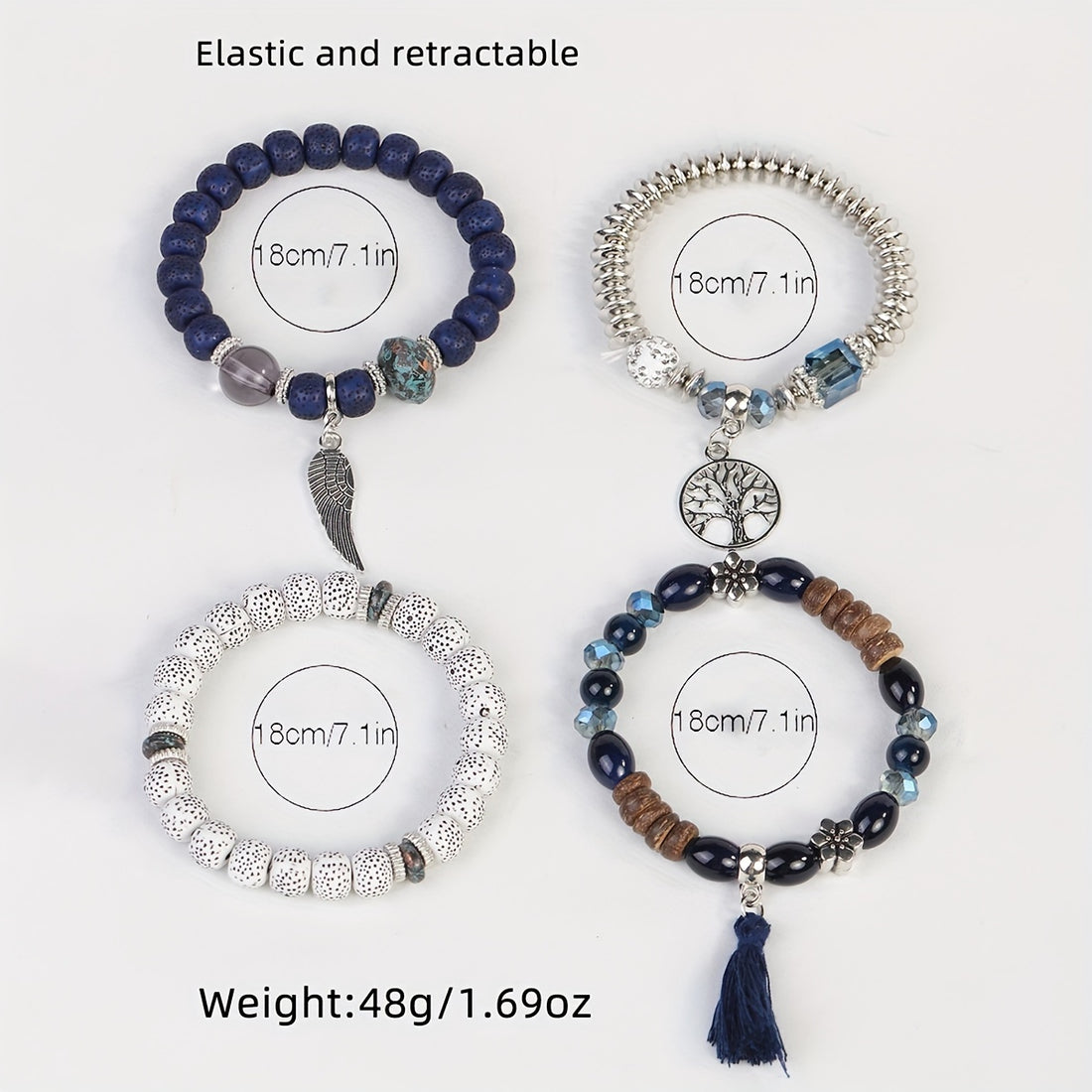 4pcs/set Bohemian Hand String, Tree Of Life Feather Wings Pendant Bracelet, Tassel Couple Handmade Unisex Bracelet, Father's Day Gift
