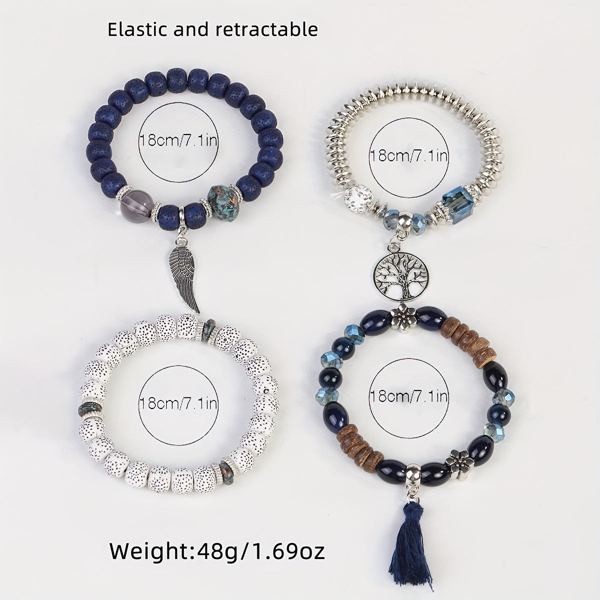 4pcs/set Bohemian Hand String, Tree Of Life Feather Wings Pendant Bracelet, Tassel Couple Handmade Unisex Bracelet, Father's Day Gift