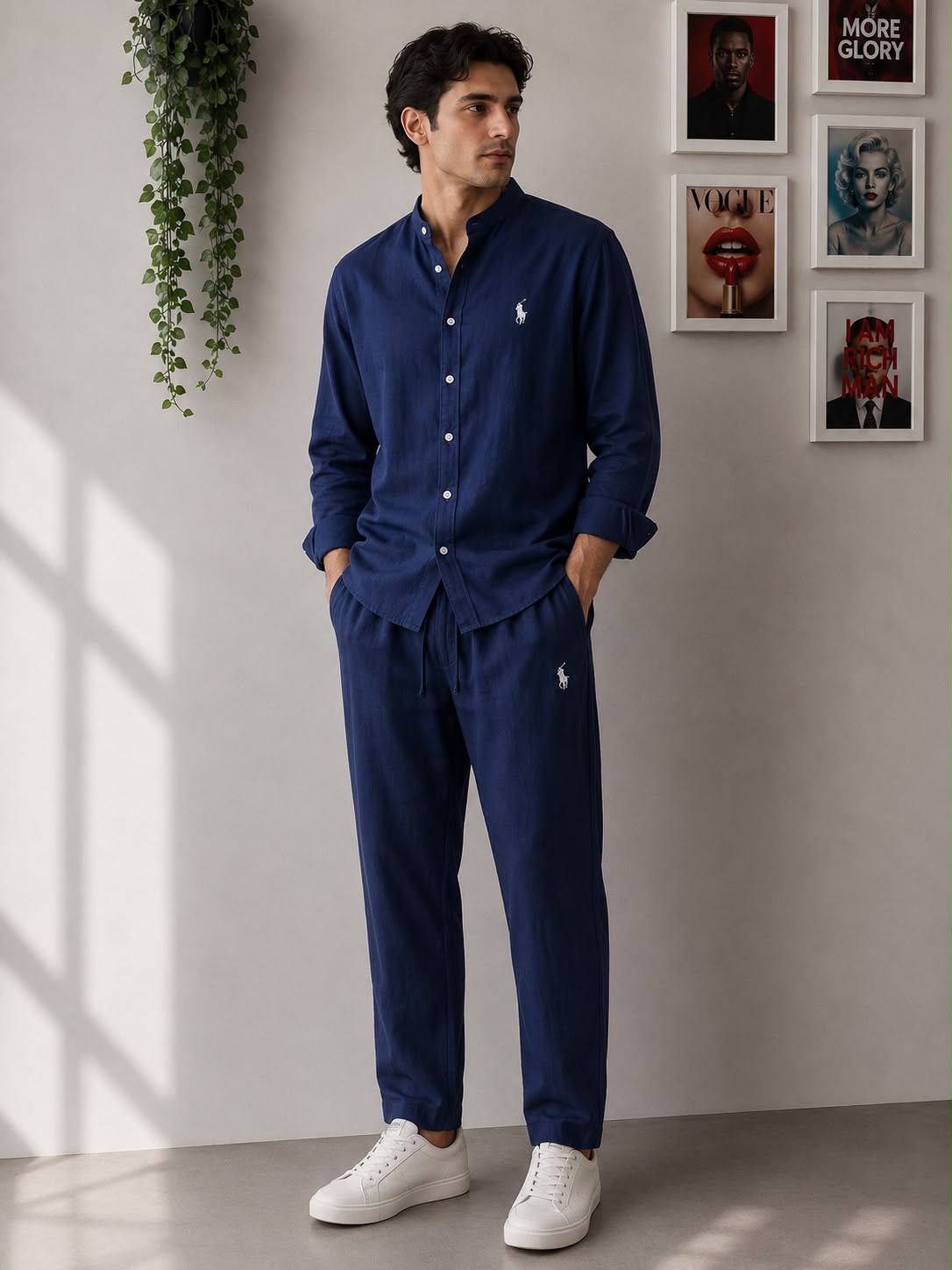 Men’s Premium Linen Co-ord Set | Band Collar Shirt & Trouser | Matching Summer Suit | 5 Colors | M–XXL | MH