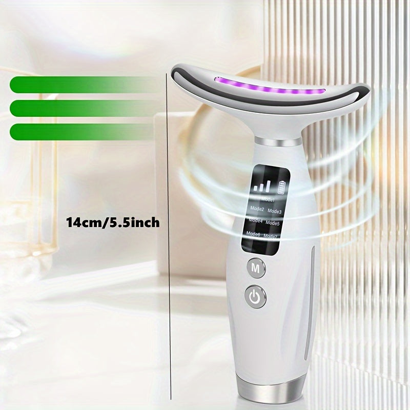 Facial And Neck Massager, 7 Modes, Rechargeable USB, Face Massage Care Tool, Perfect Gifts for Women Gift for Mom On Mother's Day