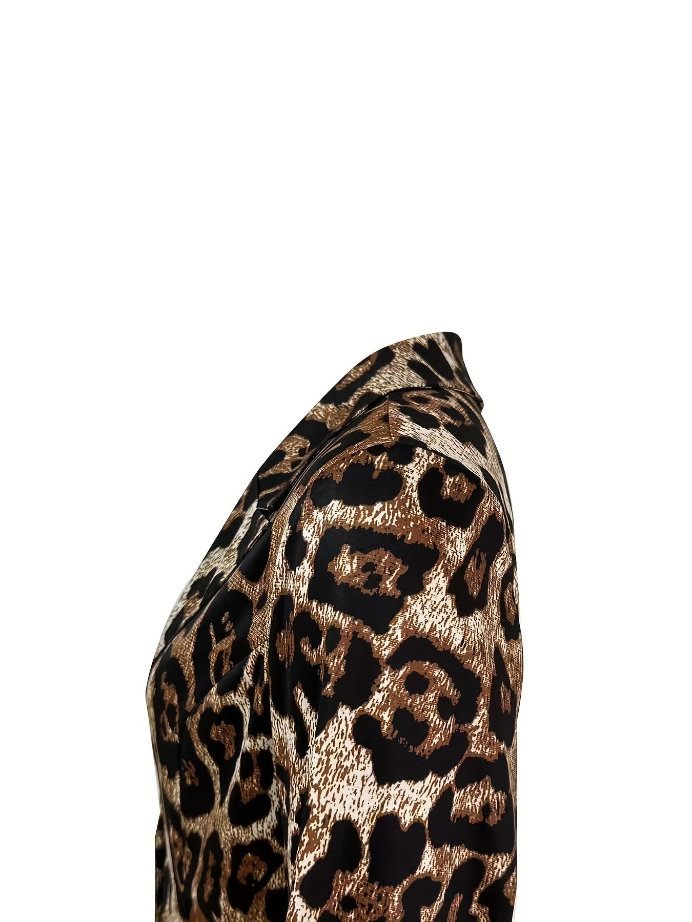 Leopard Print One Button Blazer, Casual Lapel Long Sleeve .