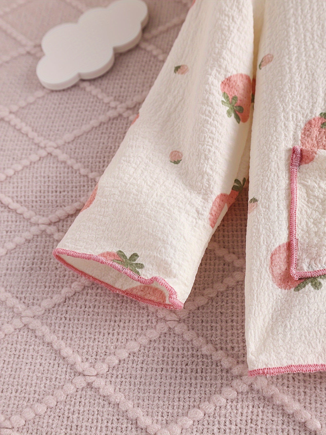 2 Pcs Baby Girls Cute Strawberry Pattern Long Sleeve Shirts & Pants Pajama Set,