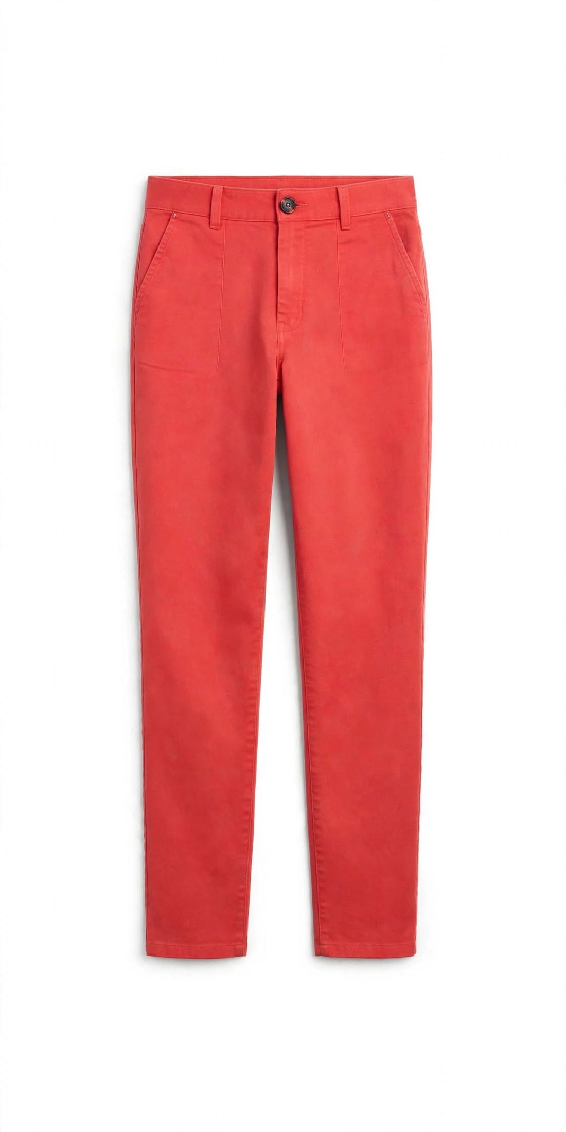 Women’s Coral Red Slim Fit Chino Cotton Casual Smart Pants | Sizes 26”–36” | MH