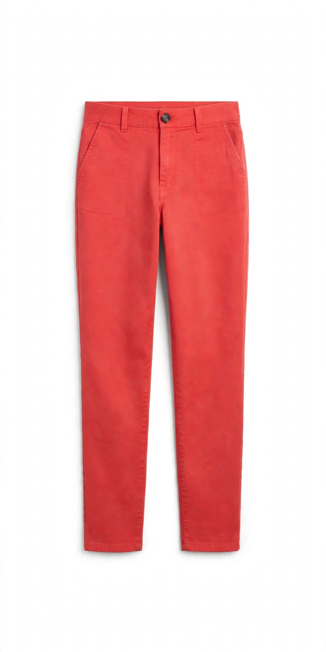 Women’s Coral Red Slim Fit Chino Cotton Casual Smart Pants | Sizes 26”–36” | MH