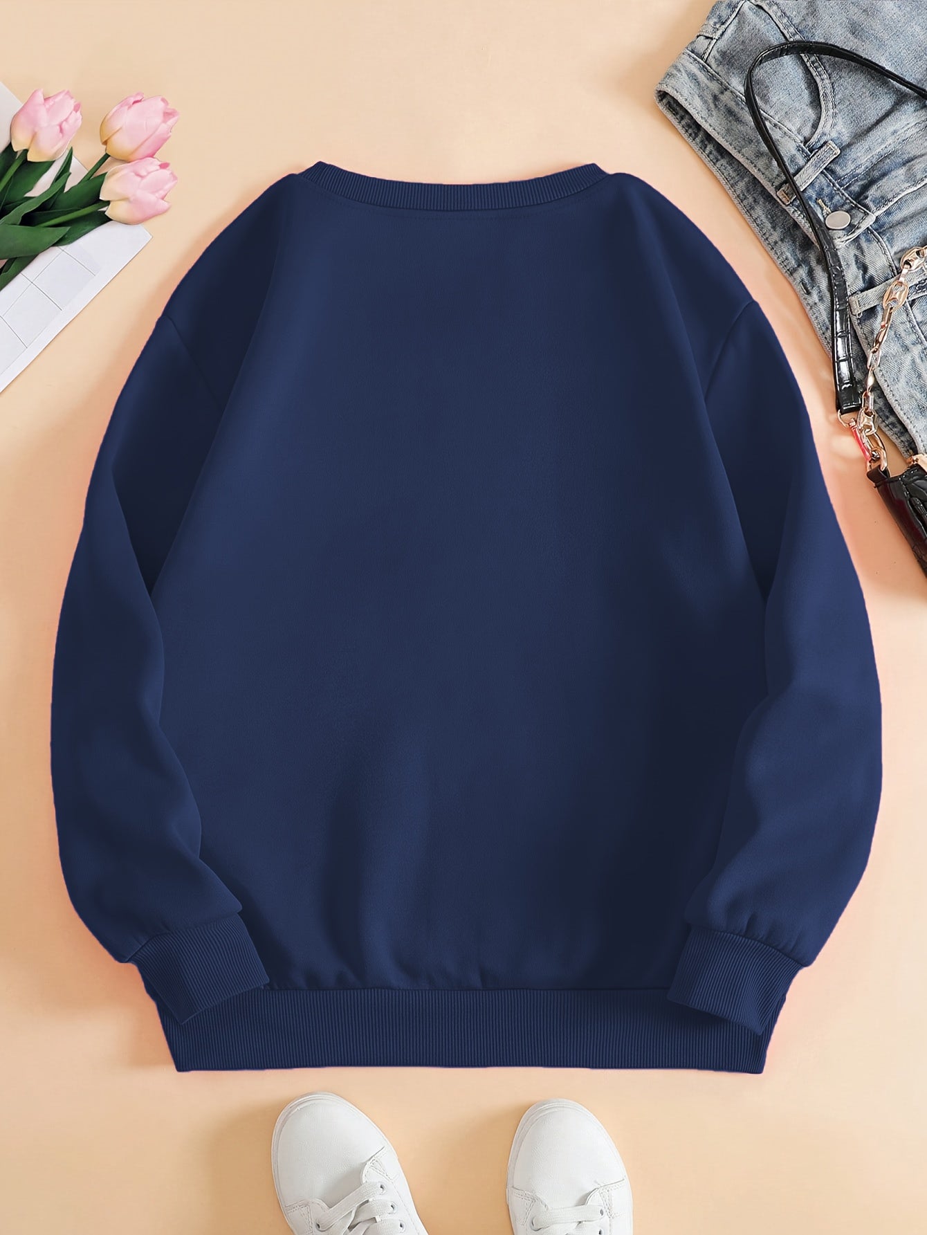 Women'S Long Sleeve Sweatshirt - Soft Pullover Sweater with Brown Heart Pattern,