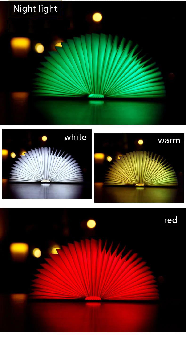 Five-color Wood Book Lamp Night Light Flip Book Lamp Bedroom Bedside Sleep .