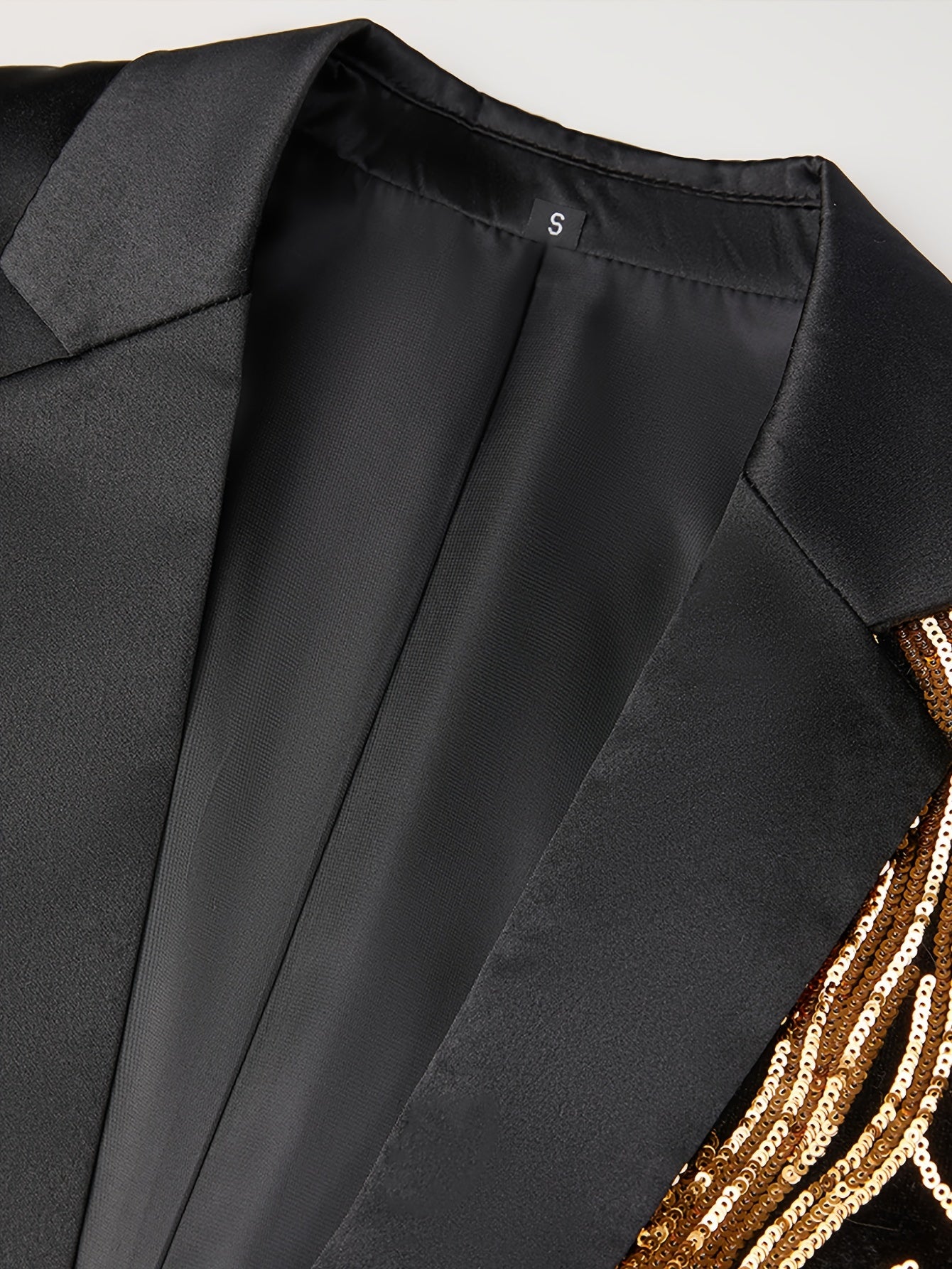 Shiny Sequins Blazer, Men's Semi-formal One Button Lapel Suit Jacket .