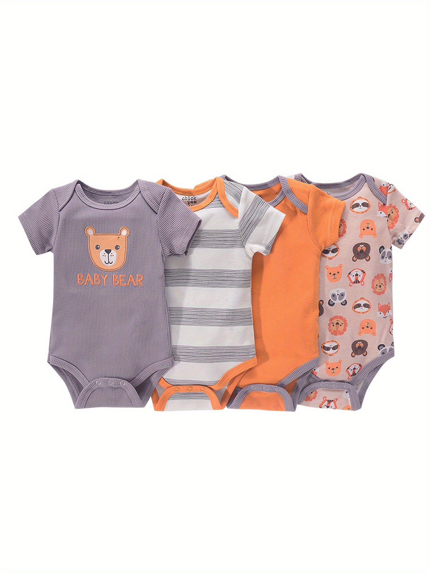 Newborn Baby Short Sleeve One-Piece Suit 4pcs Set .