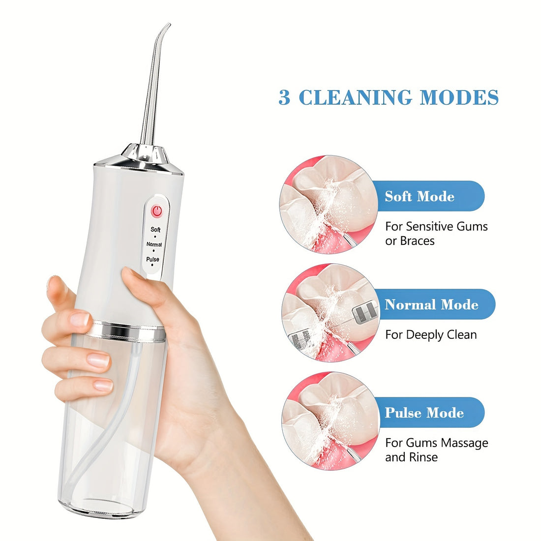 4 In 1 Water Flosser For Teeth, Cordless Water Flossers Oral Irrigator With DIY Mode 4 Jet Tips, Tooth Flosser, Portable And Rechargeable For Home Travel, For Men And Women Daily Teeth Care father's day gift