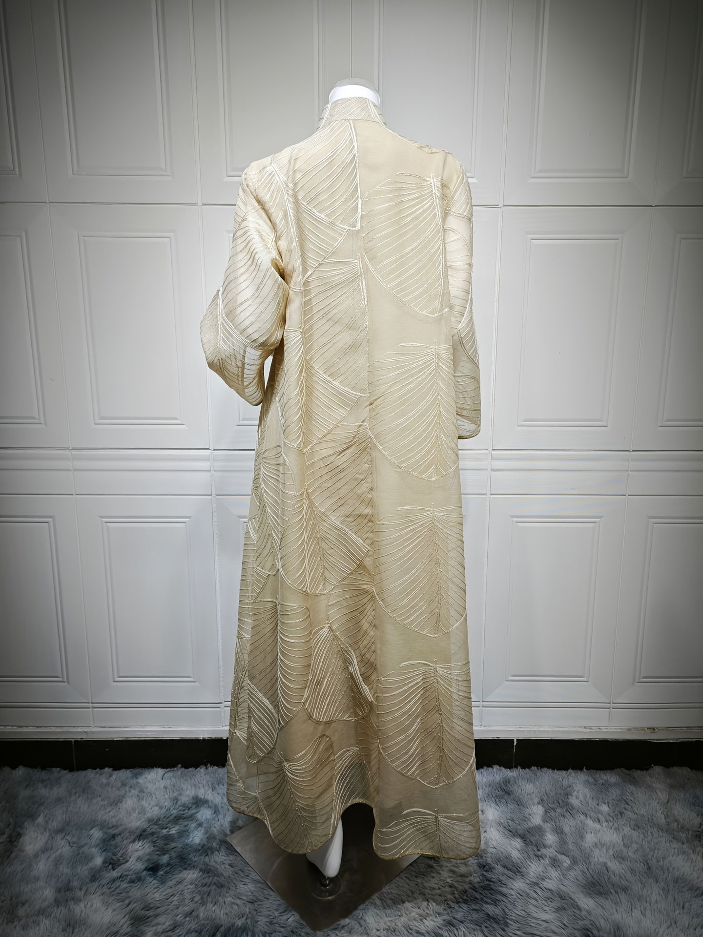 Elegant Women'S Sequin Mesh Kaftan Dress - Long Sleeve,/MH