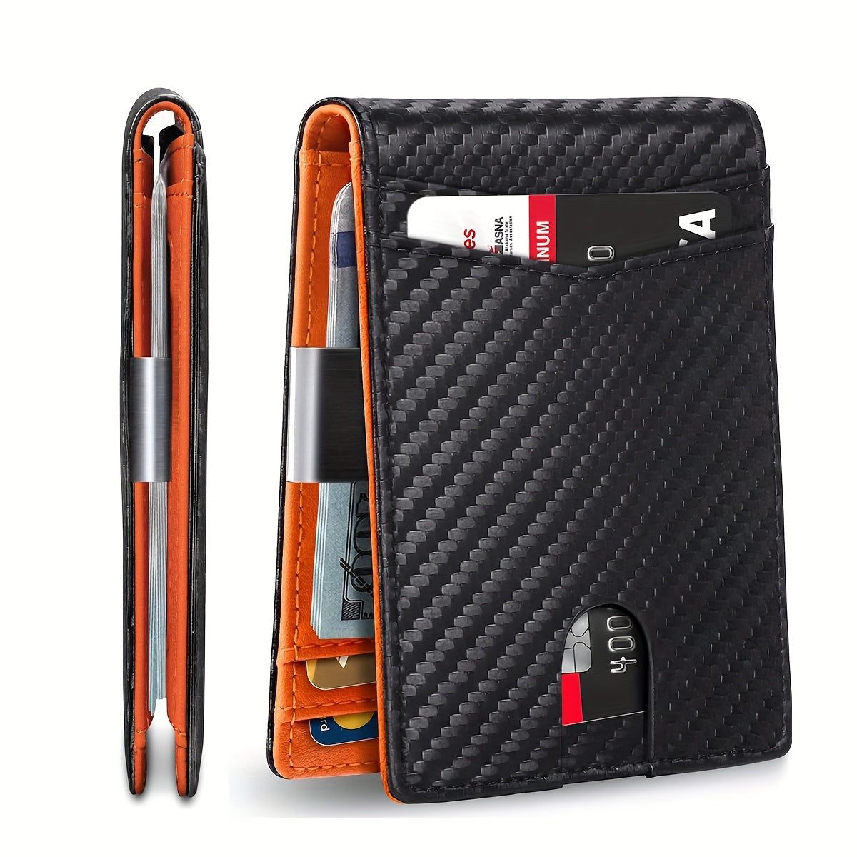 1pc Men's 10 Card Slots Holder, Slim Wallet With Money Clip, RFID Blocking Bifold Minimalist Credit Card Holder For Men, Ideal Gift For Men