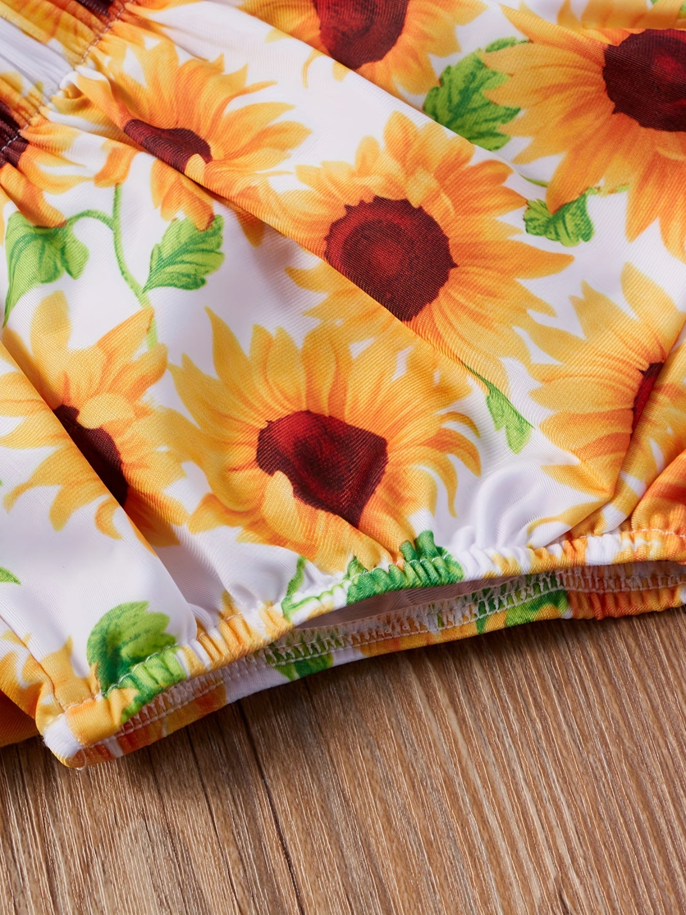 3pcs Baby Girls Bikini Tankini Swimsuit Sunflower Graphic Bow .