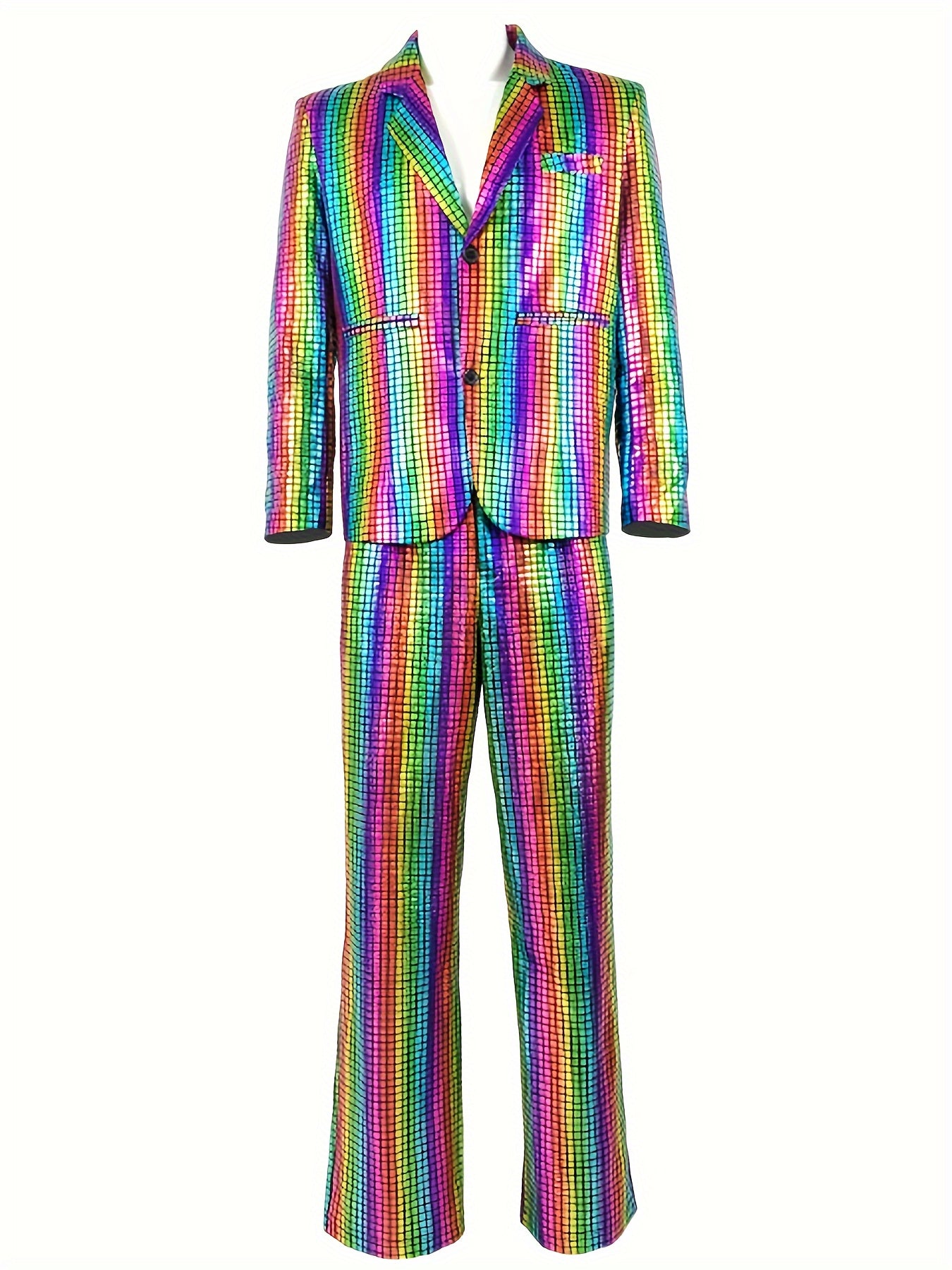 Chic Plaid Pattern Shiny Blazer, Men's Casual Two Button.