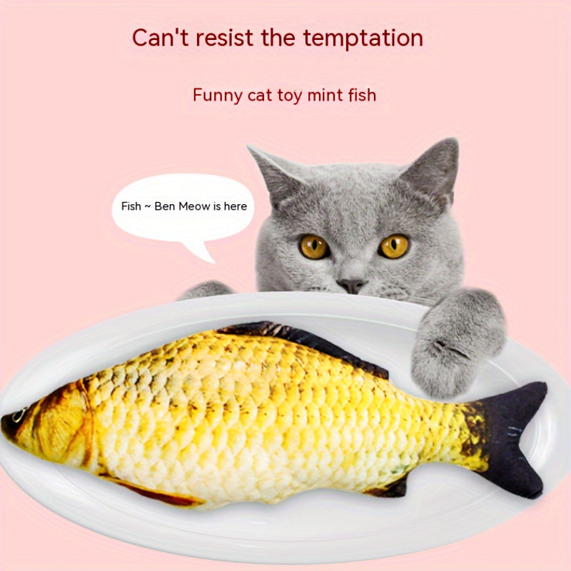 1pc Fish Shape Cat Toy For Cats Plush Stuffed Puppy Toy 3D Soft Plush Fish Cat Chewing Toys Durable And Professional Kitten Teasing Toys For Halloween Christmas Birthday Gift Pets Accessories