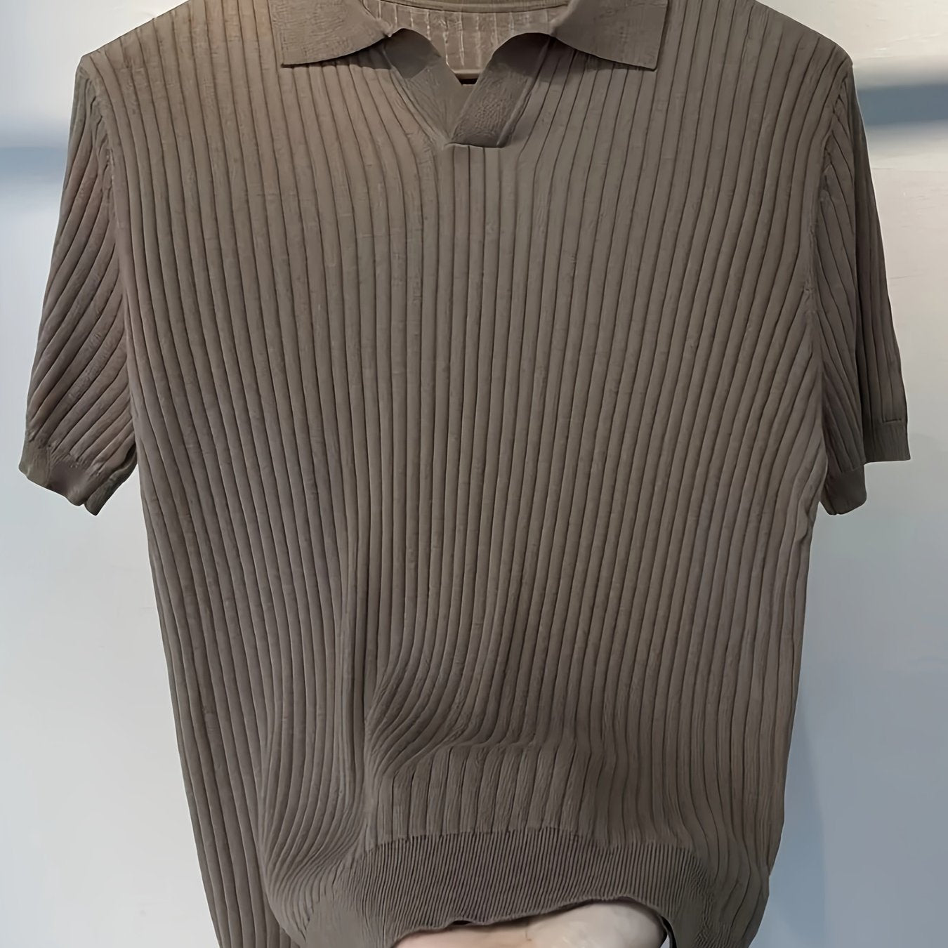 Men's Stripe Pattern Sweater, Casual Breathable Medium Stretch .