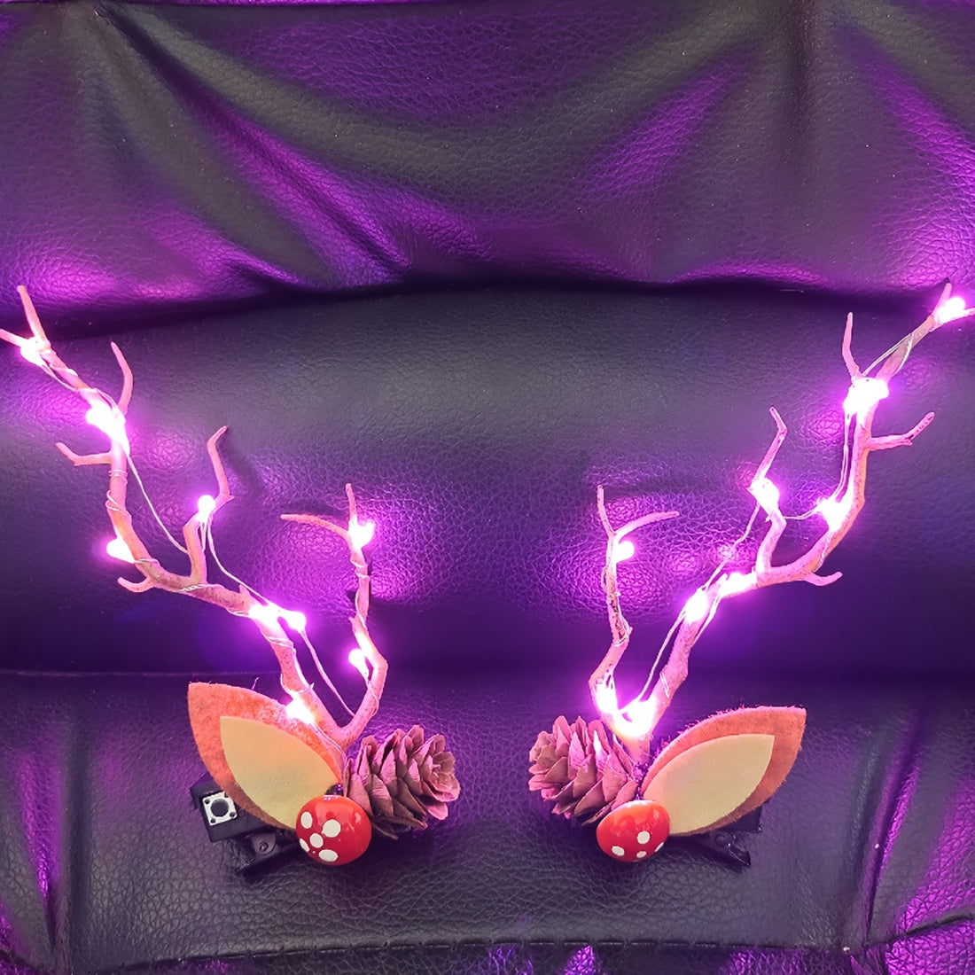 Halloween Christmas Colorful Luminous Antler Hair Clip For Holiday Decorations Taking Photos Of Headgear Suitable For Holiday Gatherings Headgear Room Decoration Easter Gift