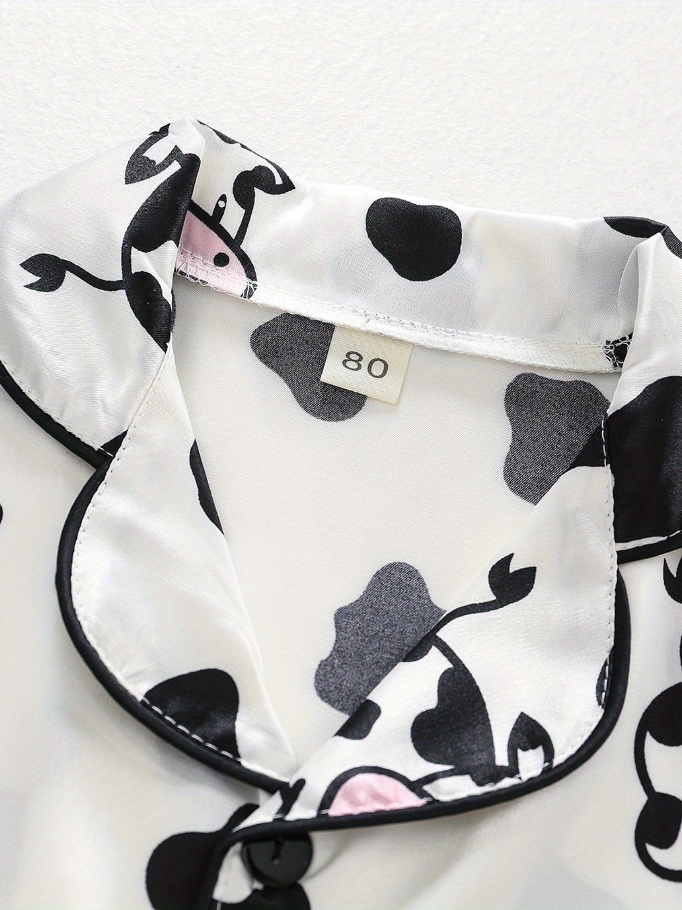 Cow Pattern Kid's Pajamas 2pcs, Long Sleeve Top