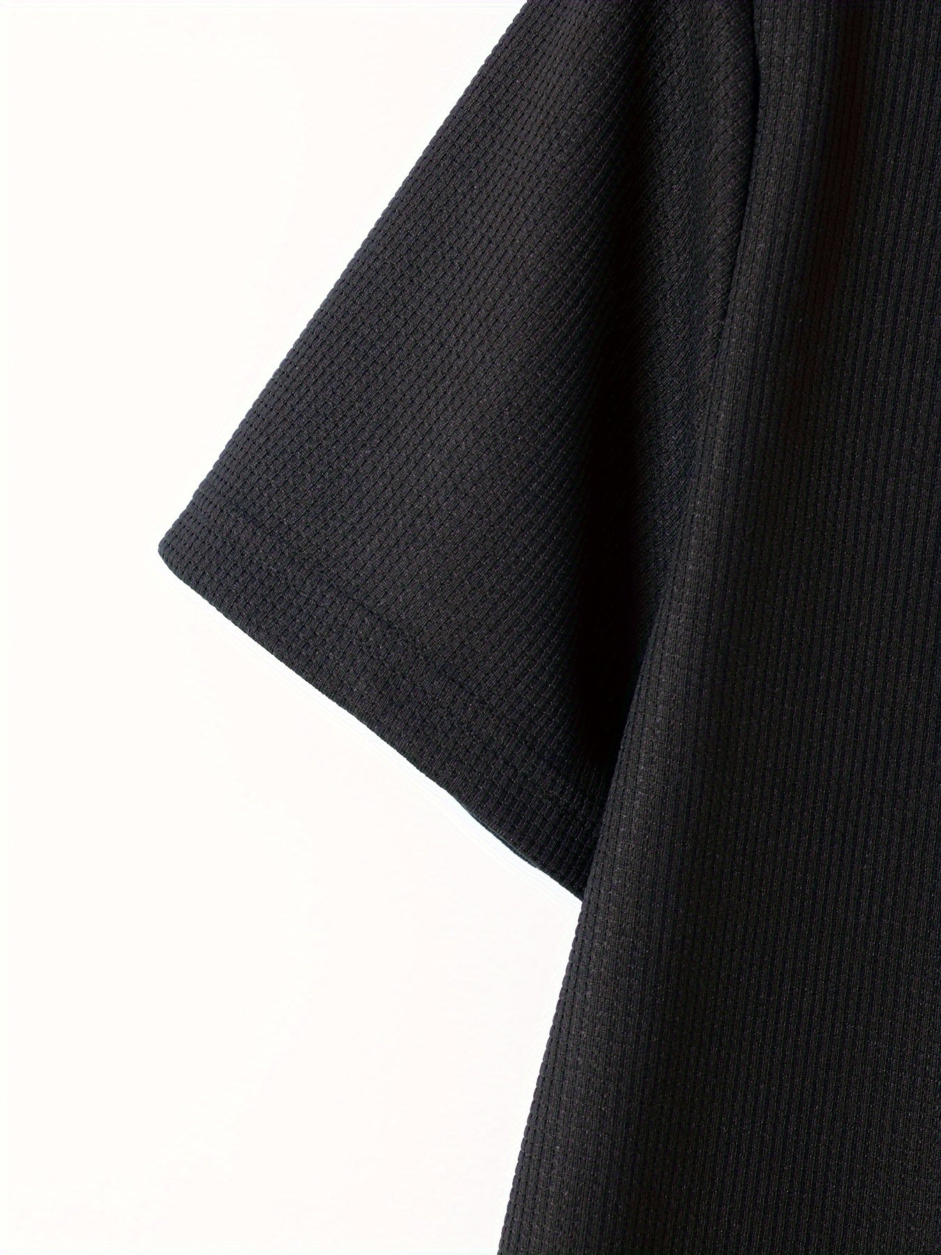 Men's Solid Waffle Stand Collar Short Sleeve Golf Shirts,