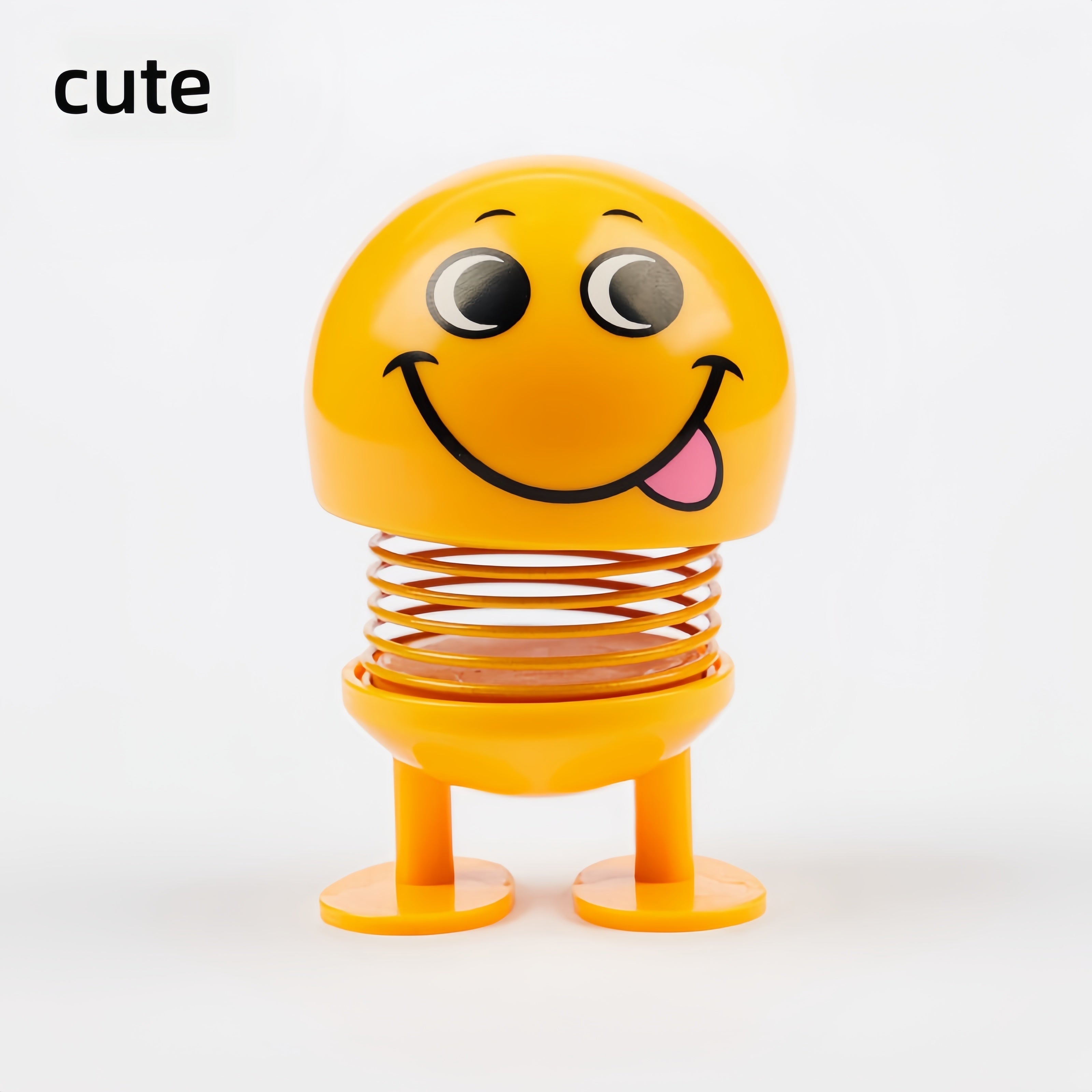 Cute Smiling Face Car Dashboard Bobbleheads - Spring-Loaded Vehicle Decor