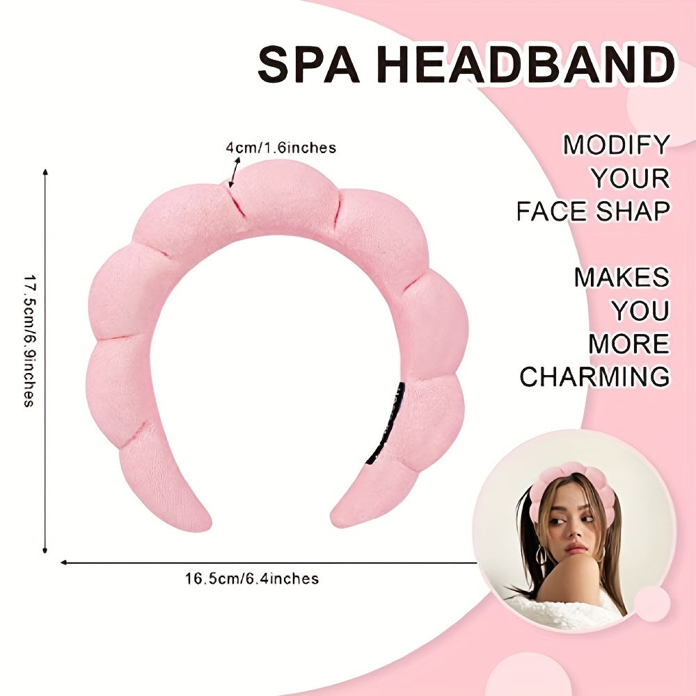 Spa Headband For Washing Face Sponge Makeup Skincare Headband Bubble Hairband For Women  ladies Fashion Headband Puffy Headwear Non Slip Thick Thin Hair Accessory